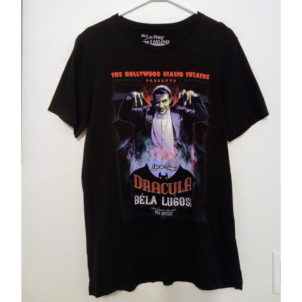 RARE  Fright Rags BELA LUGOSI DRACULA Live on Stage Graphic Horror T-Shirt SZ L